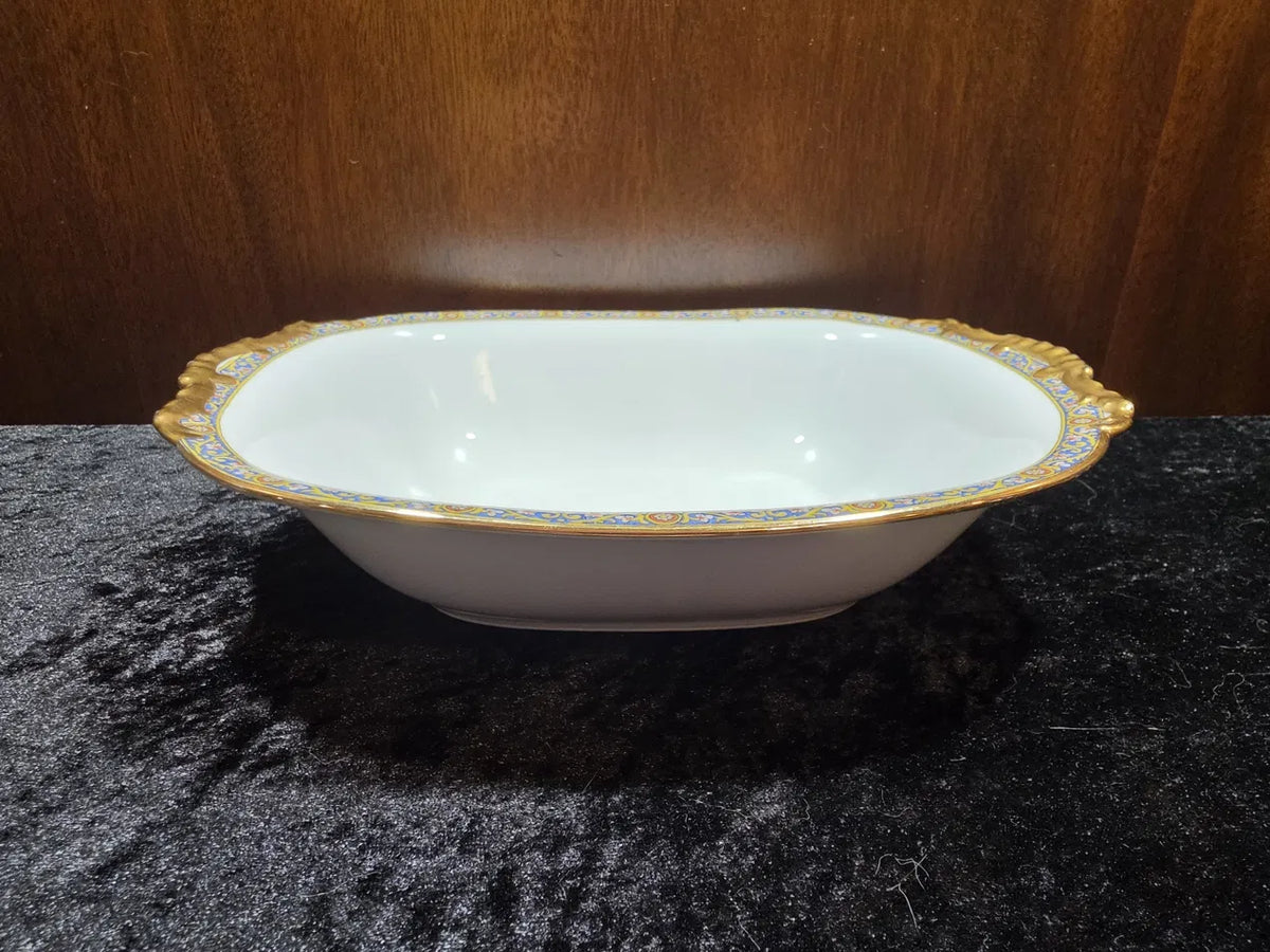 Vignaud Frères Limoges Hand-Decorated Porcelain Dinner Service for 11, Cobalt & Gold Scroll (VIG6), Circa 1911–1938 — 78 Pieces