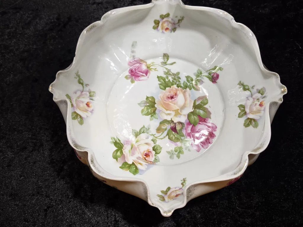 P.K. Silesia Porcelain Rose Bowl, Germany, Antique, Circa 1914–1922 — Scalloped Tent-Crown Mark