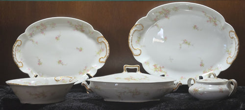 Five-Piece Serving Suite • Theodore Haviland Limoges • Floral Pattern • France • Antique • Circa 1900–1920
