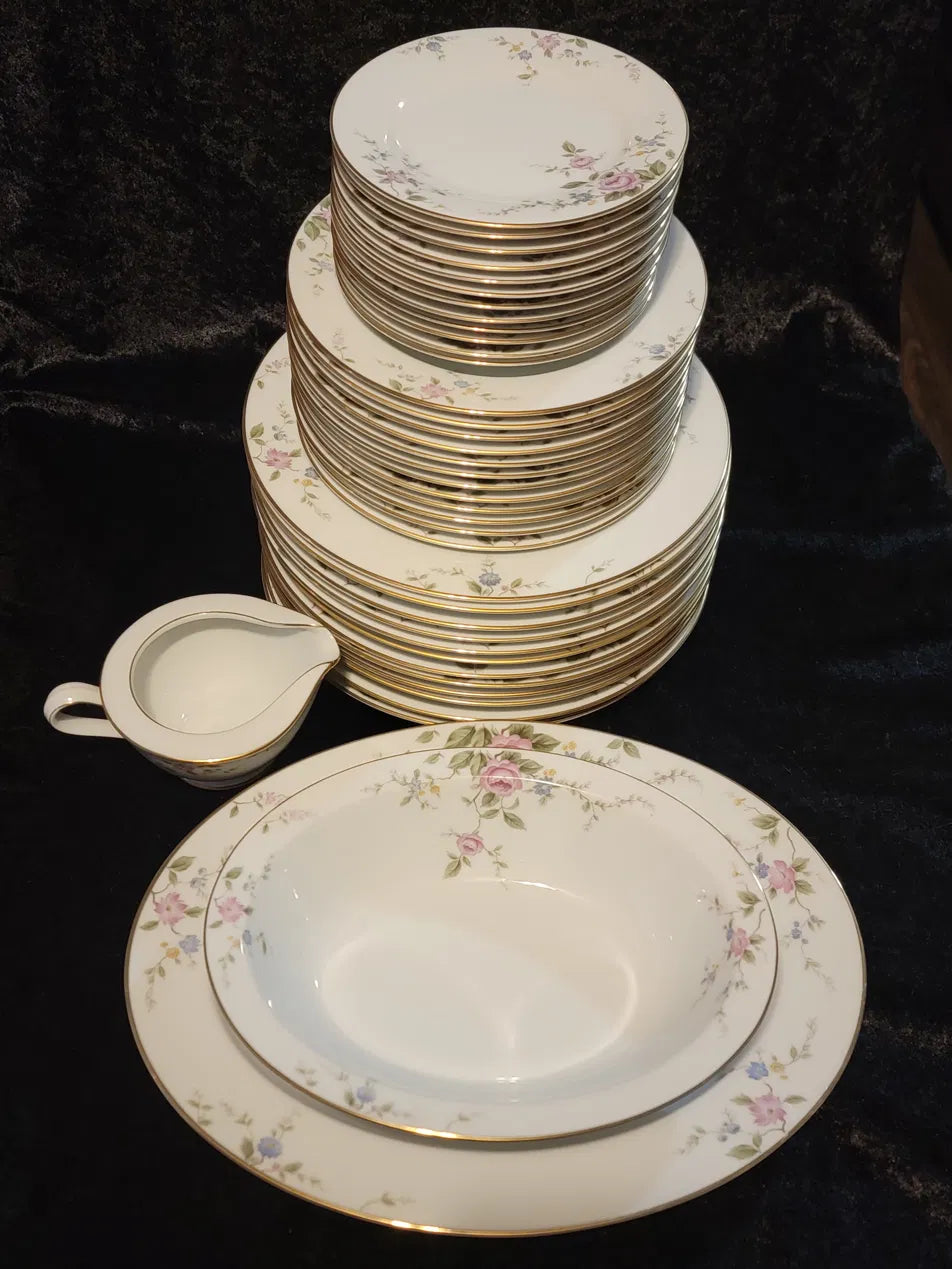 Noritake "Firenze" Pattern #6674 — Complete Service for 12 with Serving Pieces, Vintage Japan Circa (1965–1973)